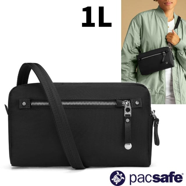 【Pacsafe】W 3-In-1 Sling 三用防盜手拿側背包 1L.單肩側背包.手拿隨身包/20461100 黑色✿30E010